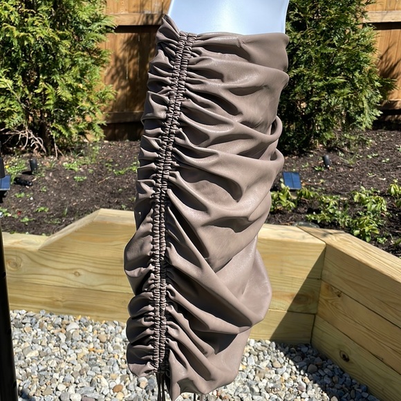 LaPointe Ruched Faux Leather Mini Skirt - Picture 9 of 16